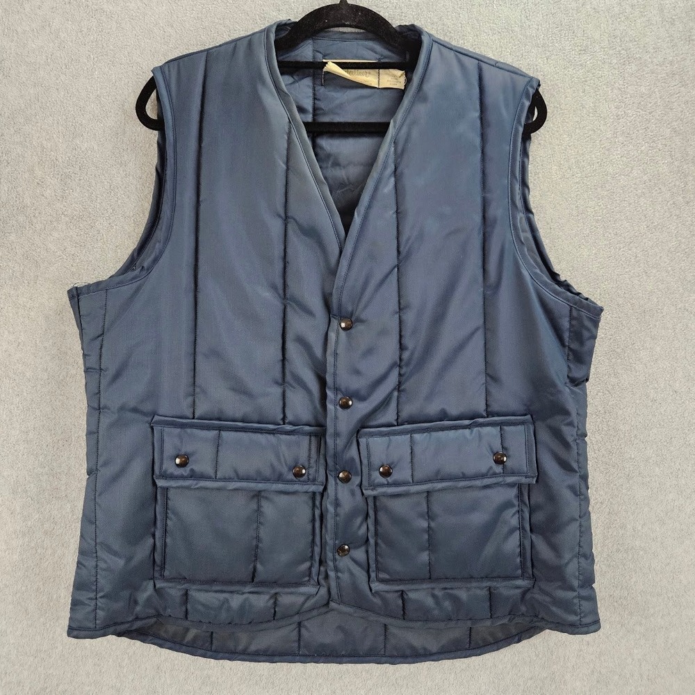 RIVERSIDE MASTERLINE | Mens Navy Blue Quilted Workwear Vest Size L 44-46 Vintage